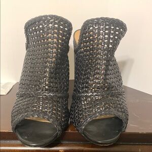 SCHUTZ Black Woven Ankle Boots